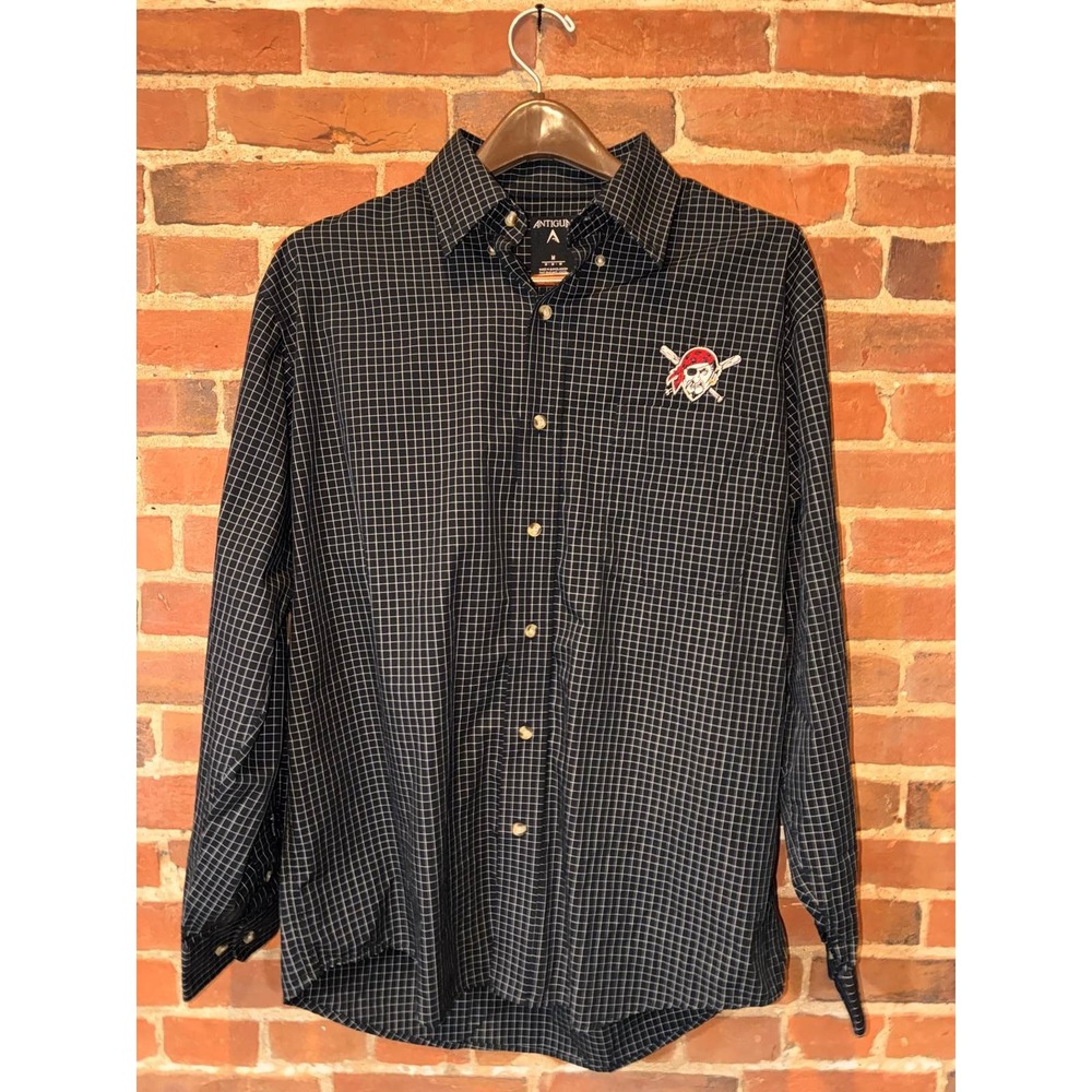 Pittsburgh‎ Pirates Men's M Button Up Plaid Shirt Long Sleeve MLB